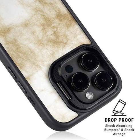 Gold and White Marble iPhone 15 Pro Max Kickstand Case