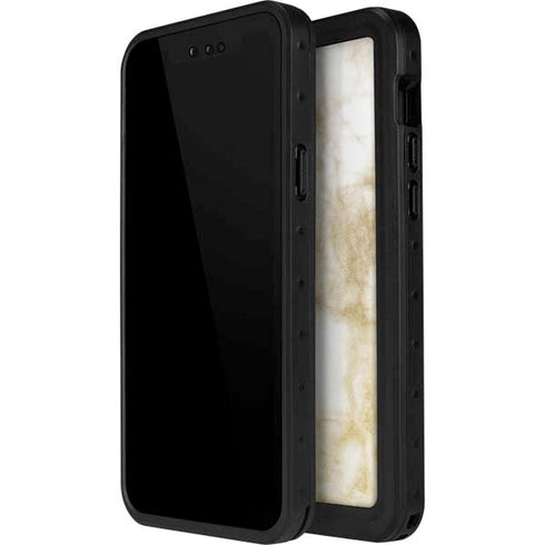 Gold and White Marble iPhone 15 Pro Waterproof Case