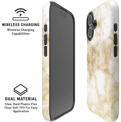 Gold and White Marble iPhone 16 Magsafe Impact Case