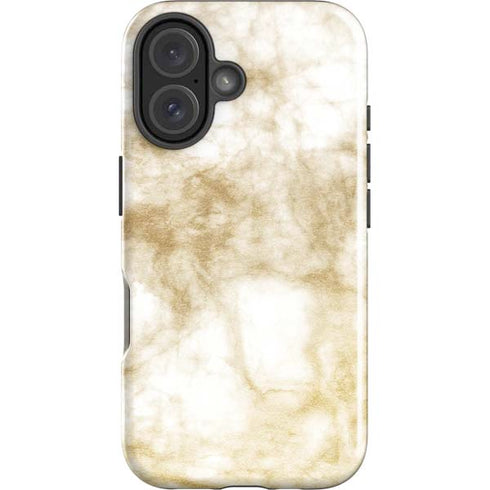 Gold and White Marble iPhone 16 Plus Impact Case