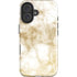 Gold and White Marble iPhone 16 Plus Impact Case