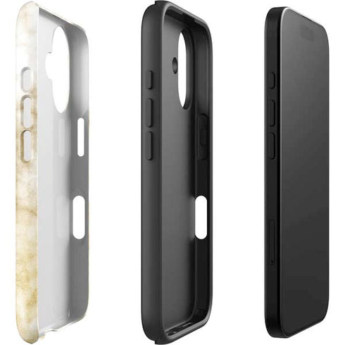 Gold and White Marble iPhone 16 Plus Impact Case