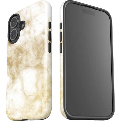 Gold and White Marble iPhone 16 Plus Impact Case