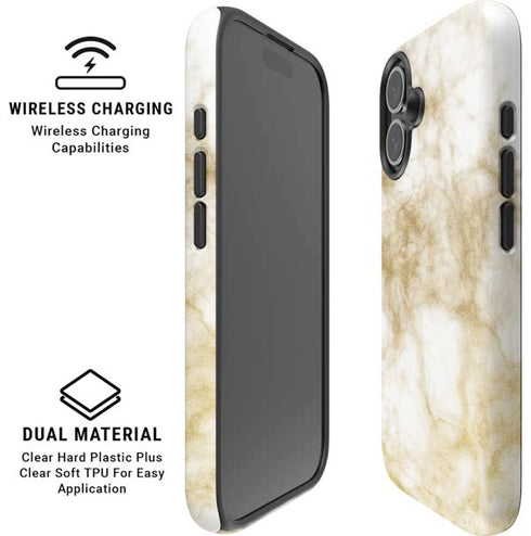 Gold and White Marble iPhone 16 Plus Magsafe Impact Case
