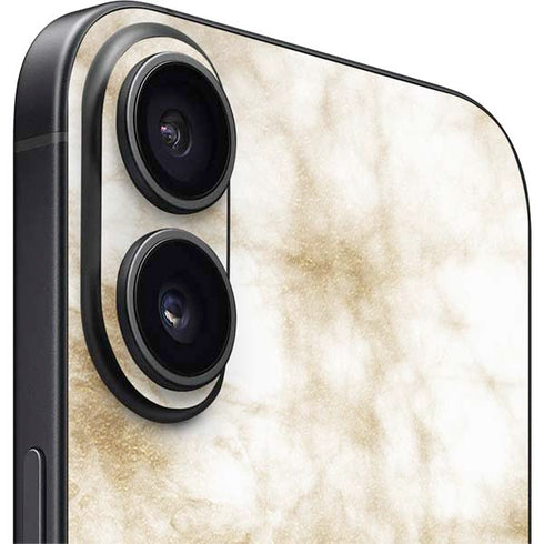 Gold and White Marble iPhone 16 Plus Skin