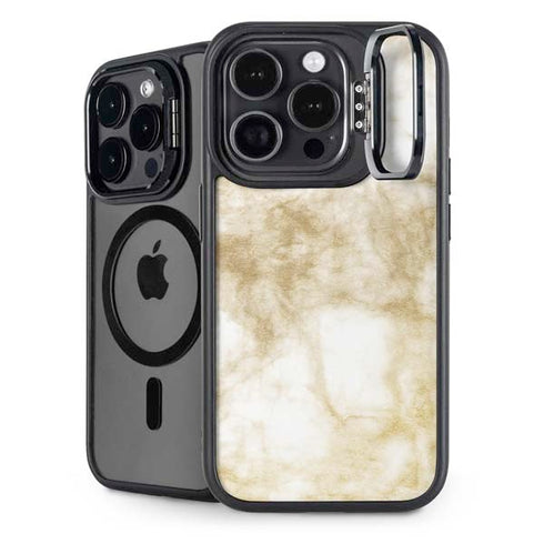 Gold and White Marble iPhone 16 Pro Kickstand Case