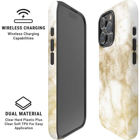 Gold and White Marble iPhone 16 Pro Magsafe Impact Case