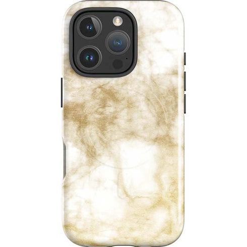 Gold and White Marble iPhone 16 Pro Max Magsafe Impact Case