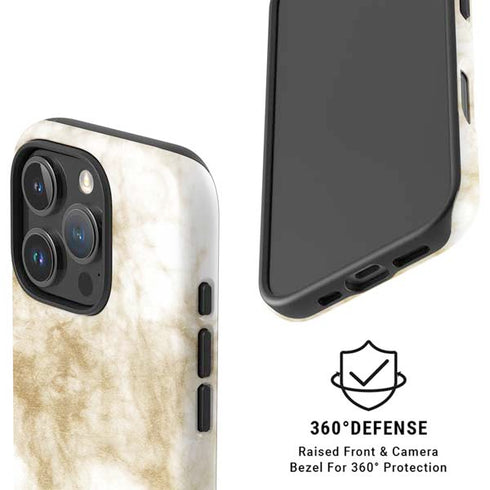 Gold and White Marble iPhone 16 Pro Max Magsafe Impact Case