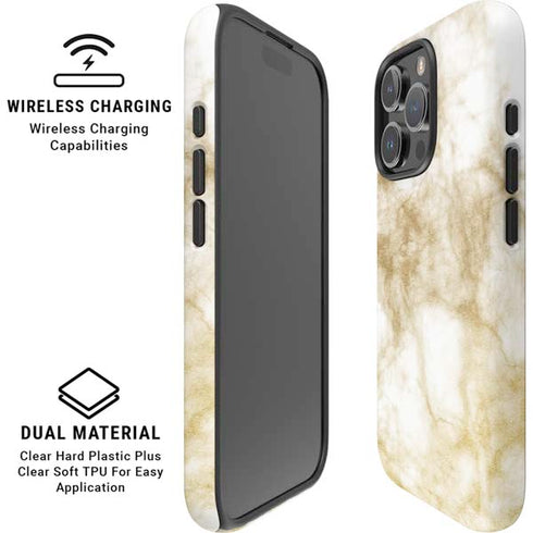 Gold and White Marble iPhone 16 Pro Max Magsafe Impact Case