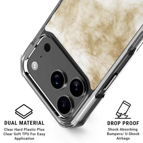 Gold and White Marble iPhone 18 Pro Clear Case