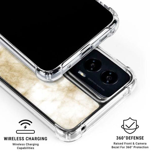 Gold and White Marble Moto G Power 5G (2024) Clear Case