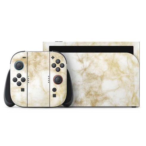 Gold and White Marble Nintendo Switch 2 (2025) with Joy-Con Skin
