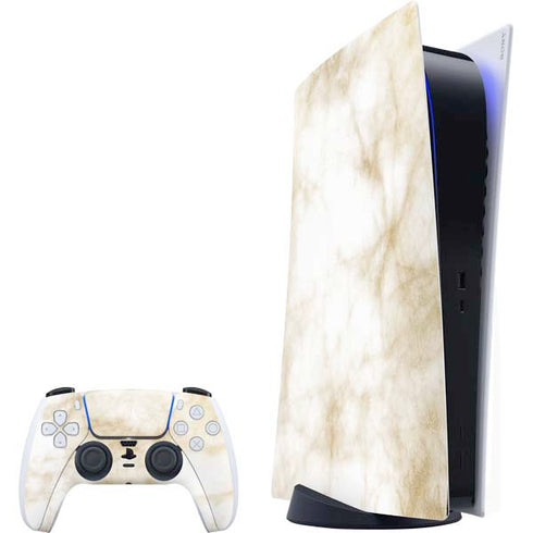 Gold and White Marble PlayStation PS5 Skins