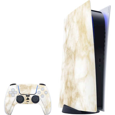 Gold and White Marble PlayStation PS5 Skins