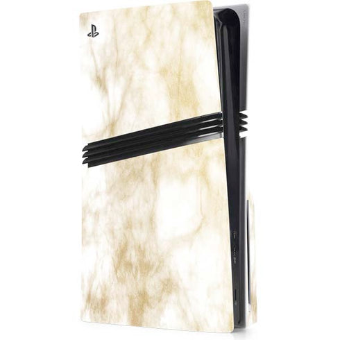 Gold and White Marble PS5 Pro Disk Console Skin