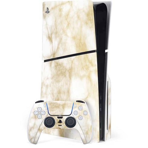 Gold and White Marble PlayStation PS5 Skins