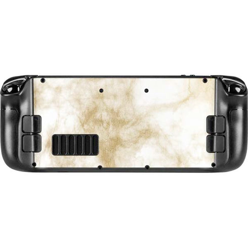 Gold and White Marble Steam Deck Handheld Gaming Computer OLED Skin