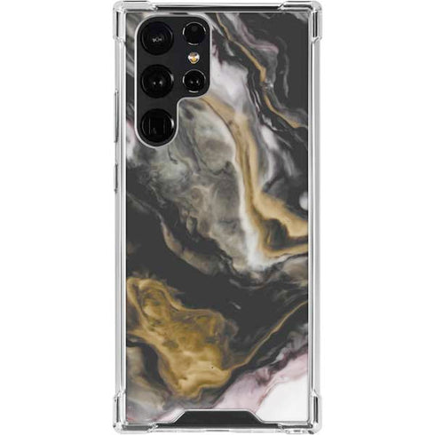 Gold Blush Marble Ink Galaxy S23 Ultra Clear Case