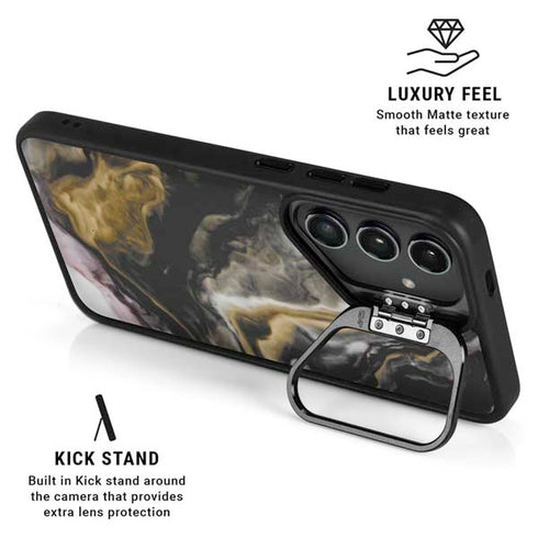 Gold Blush Marble Ink Galaxy S25 Kickstand Case