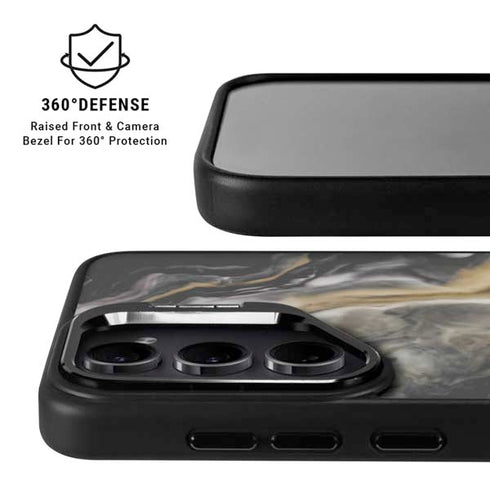 Gold Blush Marble Ink Galaxy S25 Kickstand Case