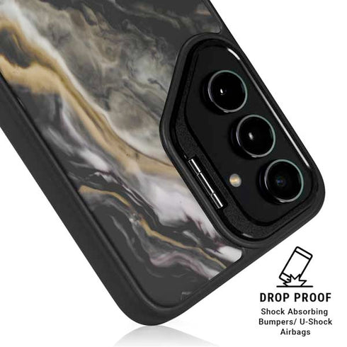 Gold Blush Marble Ink Galaxy S25 Kickstand Case