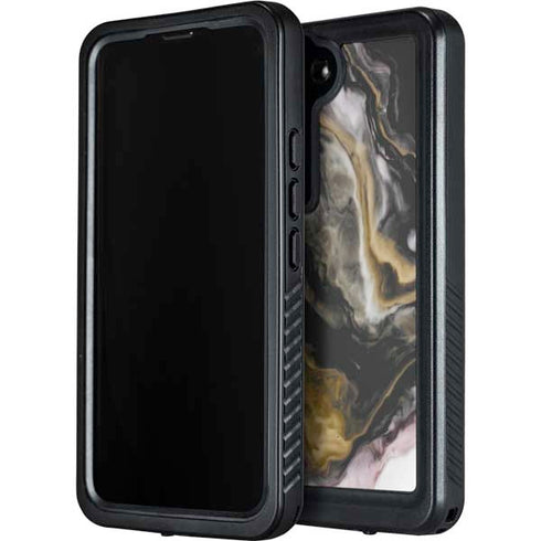 Gold Blush Marble Ink Galaxy S24 Plus Waterproof Case