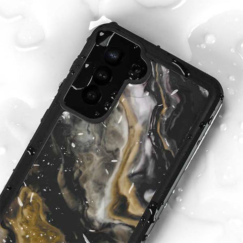 Gold Blush Marble Ink Galaxy S24 Plus Waterproof Case