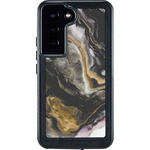 Gold Blush Marble Ink Galaxy S24 Waterproof Case