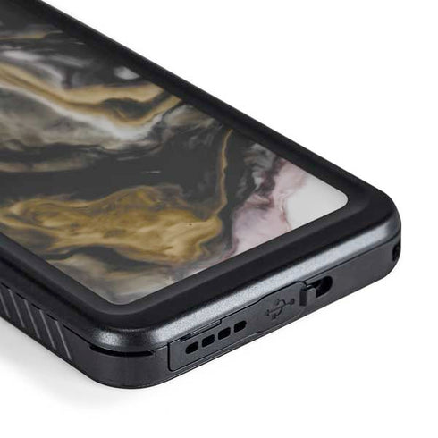 Gold Blush Marble Ink Galaxy S24 Waterproof Case