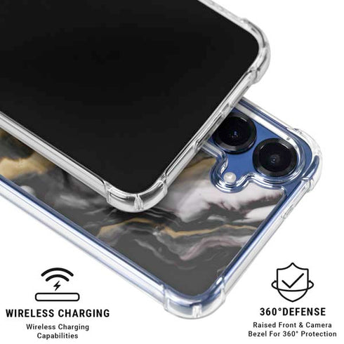 Gold Blush Marble Ink Galaxy S25 Plus Clear Case