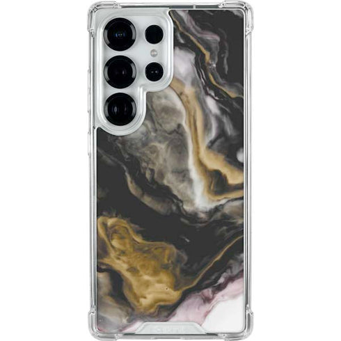 Gold Blush Marble Ink Galaxy S25 Ultra Clear Case