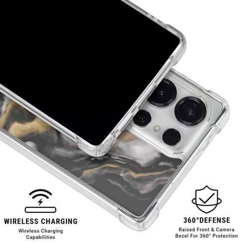 Gold Blush Marble Ink Galaxy S25 Ultra Clear Case