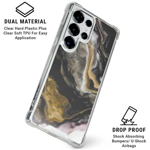 Gold Blush Marble Ink Galaxy S25 Ultra Clear Case