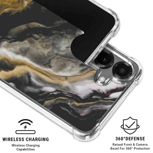 Gold Blush Marble Ink Galaxy S26 Plus Clear Case