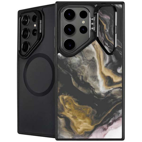 Gold Blush Marble Ink Galaxy S26 Ultra Kickstand Case