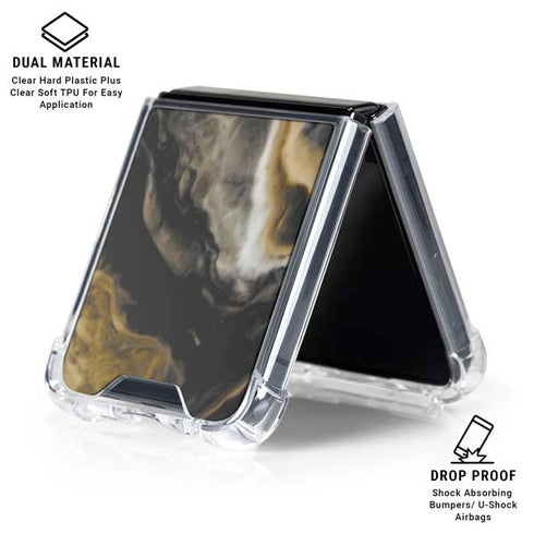 Gold Blush Marble Ink Galaxy Z Flip6 Clear Case