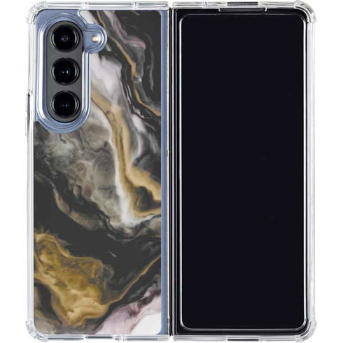 Gold Blush Marble Ink Galaxy Z Fold5 5G Clear Case