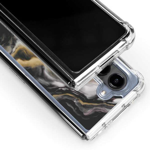 Gold Blush Marble Ink Galaxy Z Fold5 5G Clear Case