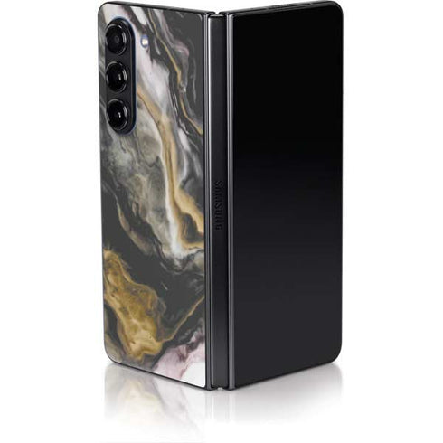 Gold Blush Marble Ink Galaxy Z Fold5 5G Skin