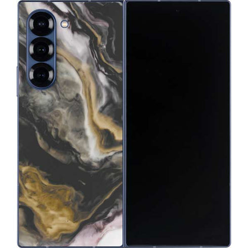 Gold Blush Marble Ink Galaxy Z Fold6 Skin