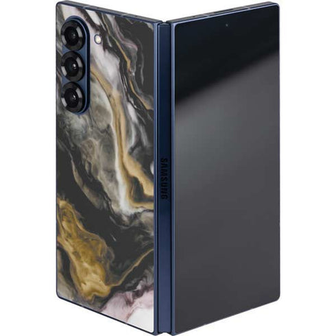 Gold Blush Marble Ink Galaxy Z Fold6 Skin