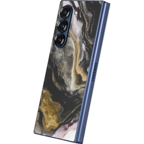 Gold Blush Marble Ink Galaxy Z Fold6 Skin