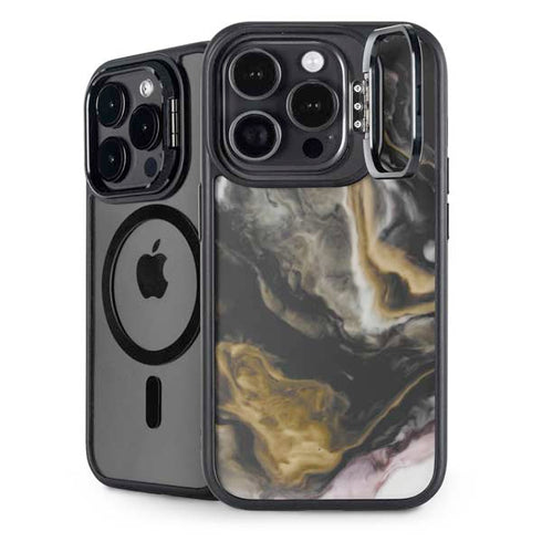 Gold Blush Marble Ink iPhone 13 Pro Kickstand Case