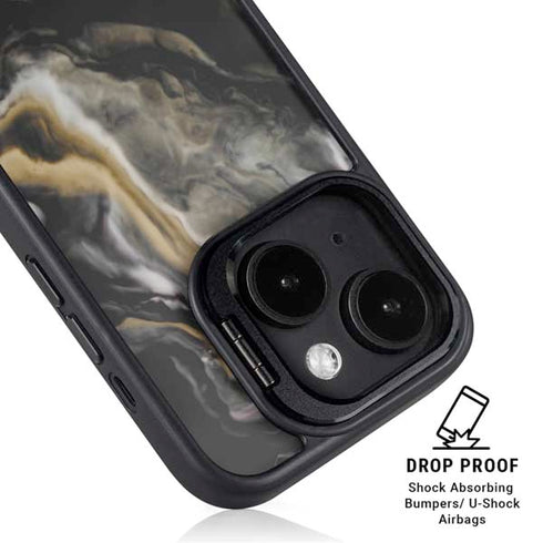 Gold Blush Marble Ink iPhone 14 Kickstand Case