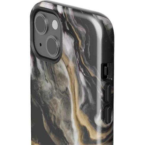 Gold Blush Marble Ink iPhone 15 Impact Case