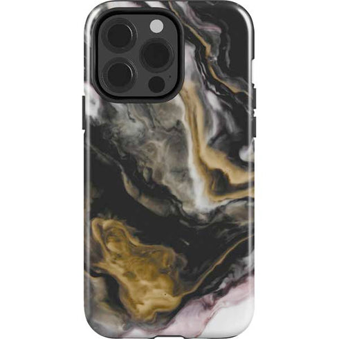 Gold Blush Marble Ink iPhone 15 Pro Impact Case