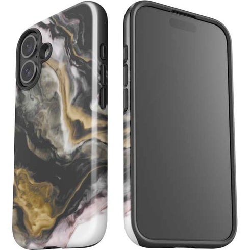 Gold Blush Marble Ink iPhone 16 Impact Case