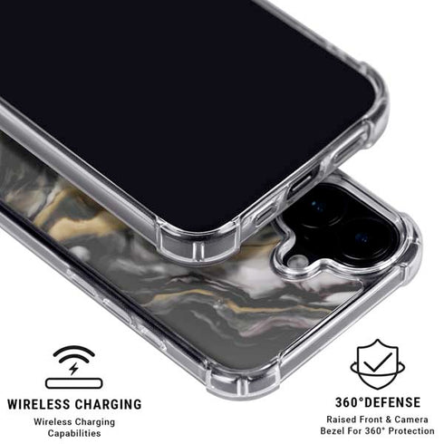 Gold Blush Marble Ink iPhone 16 Plus Clear Case