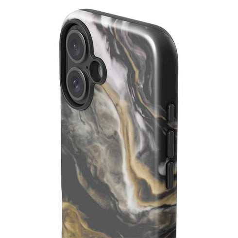 Gold Blush Marble Ink iPhone 16 Plus Impact Case
